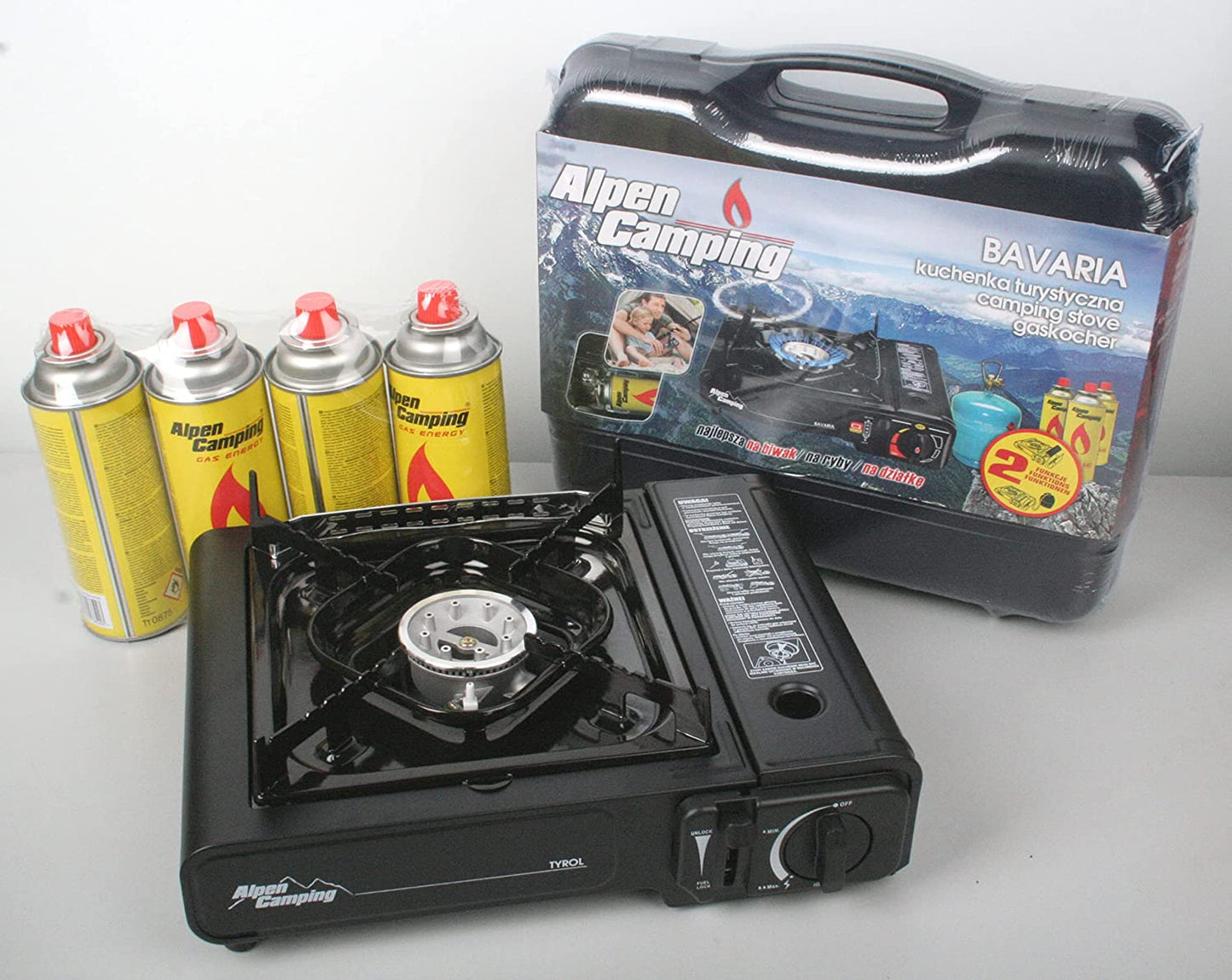 Estufa de gas premium, estufa de camping para uso exterior sin cartuchos