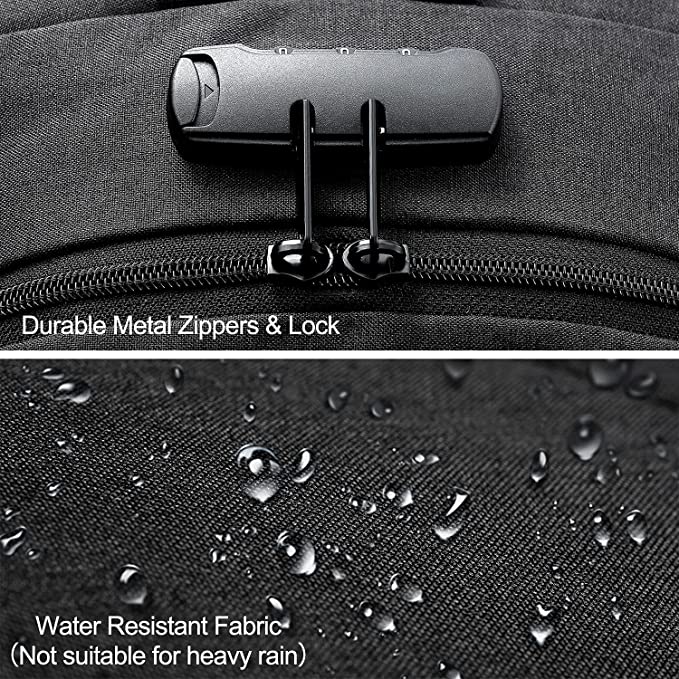 Mochila para portátil para hombre, resistente al agua, antirrobo, para escuela, con puerto de carga USB y candado, bolsa para portátil de 14/15,6 pulgadas, para mujeres, niños, ocio, trabajo, viaje, mochila negra