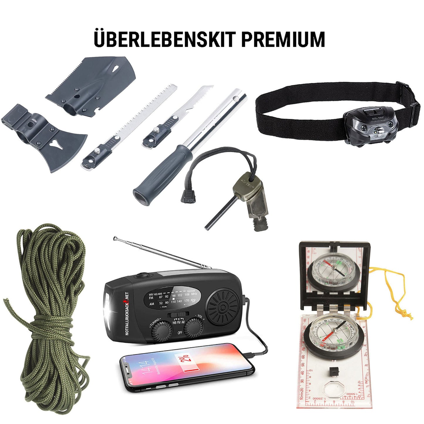 Emergency Backpack Premium - Kit completo de supervivencia con radio solar