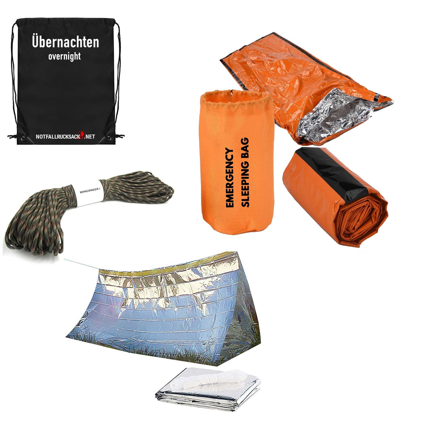 Mochila de emergencia básica - incluye comida, dormir, primeros auxilios