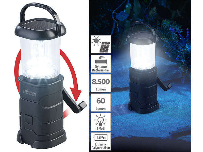 Ausverkauf: LED-Laterne/Kurbellampe 60 Lumen