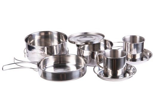 Set de Cocinero Stahl/Acero de 8 piezas. incluyendo ollas, sartenes, platos, tazas