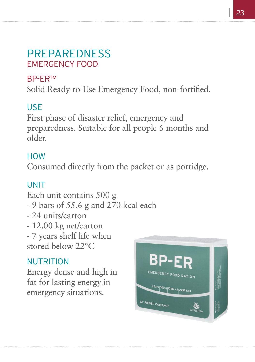 Ración de emergencia BP-ER 14 días aproximadamente 35000 kcal - Comida de emergencia compacta, duradera y ligera BP-ER