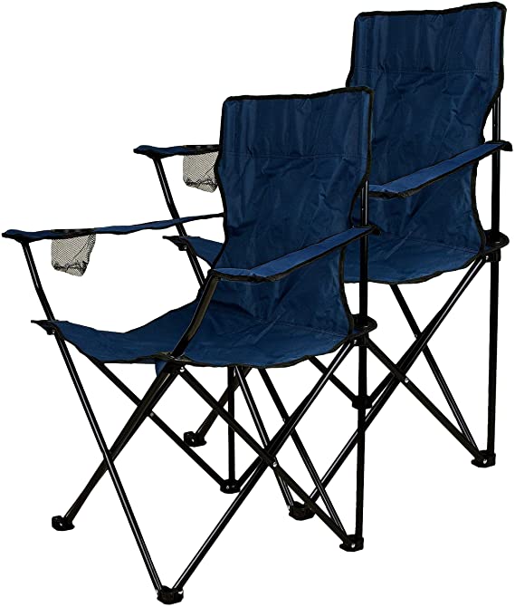 Nexos juego de 2 sillas de pesca silla de pesca silla plegable silla de camping silla plegable con reposabrazos y portavasos práctica robusta azul claro