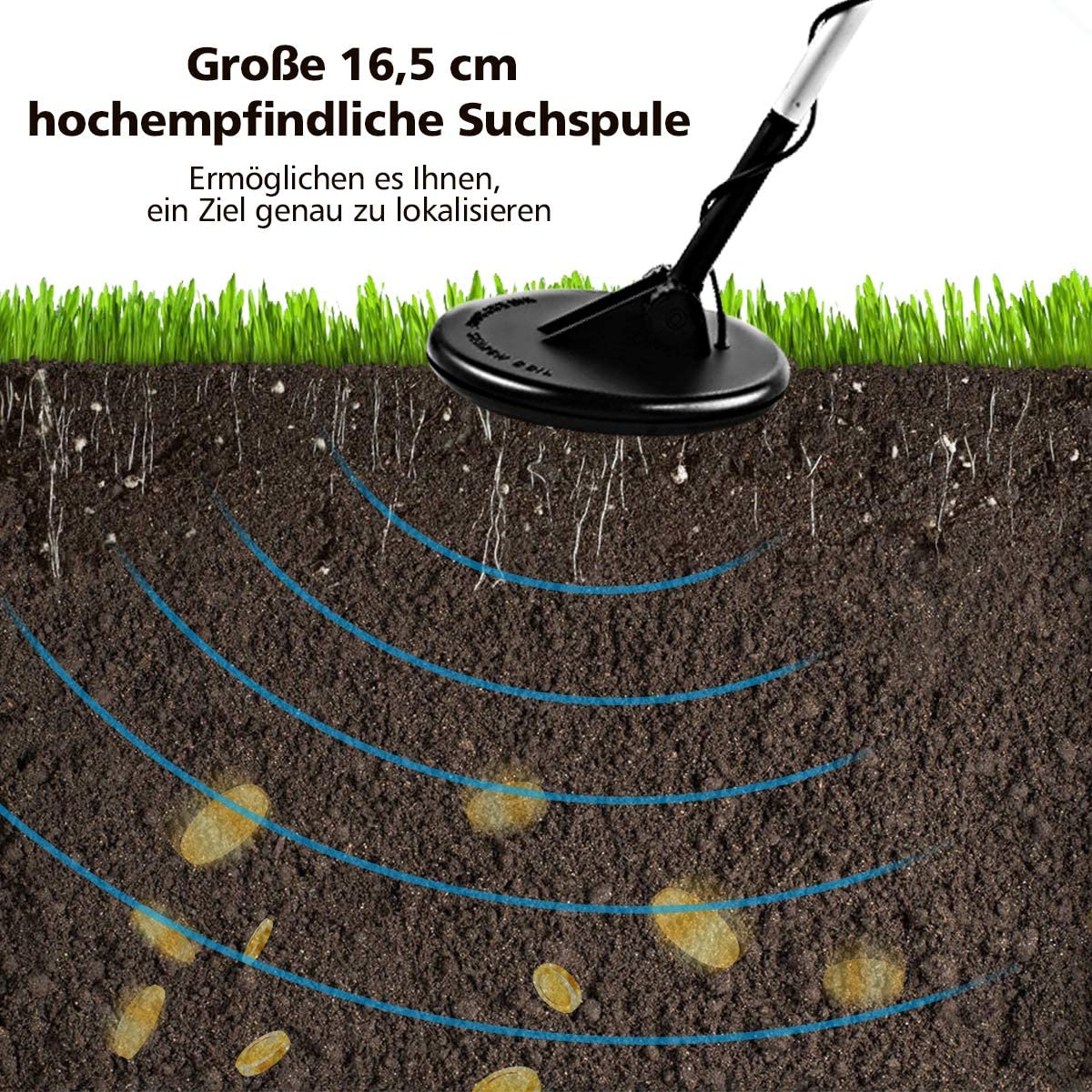 Detector de metales Detector de metales, detector de metales Mango ajustable de 78-107 cm