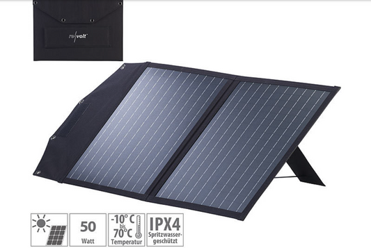 Panel solar plegable para energía de emergencia - 2 células solares monocristalinas - Conector MC4 - 50 W