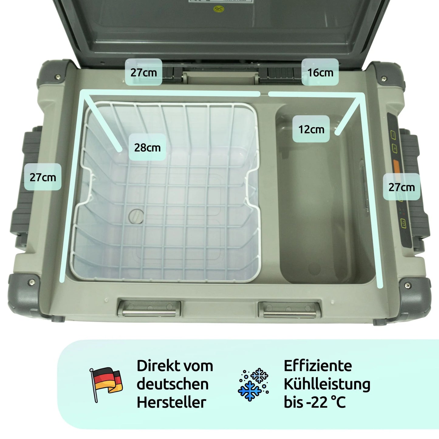 Kompressor-Kühlbox 28 Liter bis -22°C, 12/24 Volt