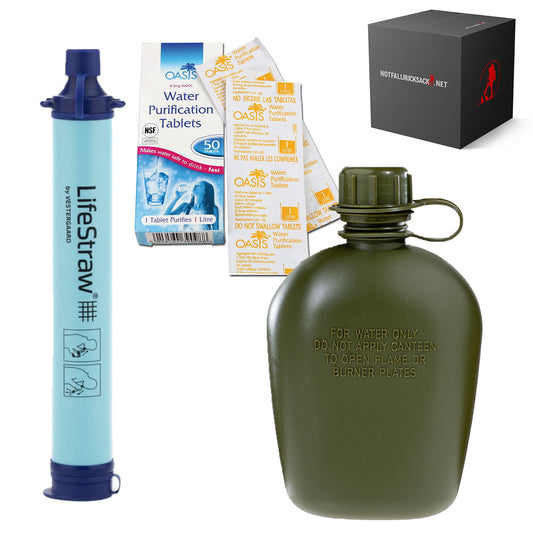 Kit de limpieza de agua filtro de agua con botella y tabletas de filtro para el paquete de limpieza de agua sobre la marcha